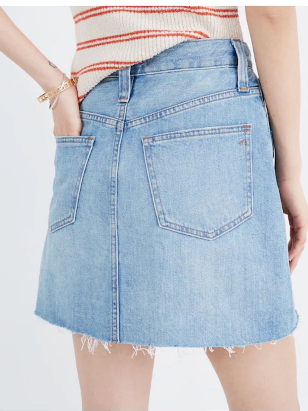 Madewell rigid denim a-line mini skirt. Size 24 - Picture 4 of 8